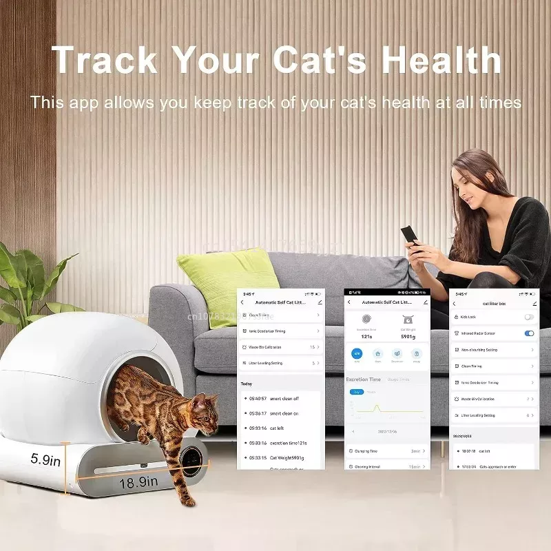 Automatic Cat Litter Box Self Cleaning 65 Large Fully Enclosed Cat Toilet with App Pet Product Caixa Areia Gato Fechada Toilette