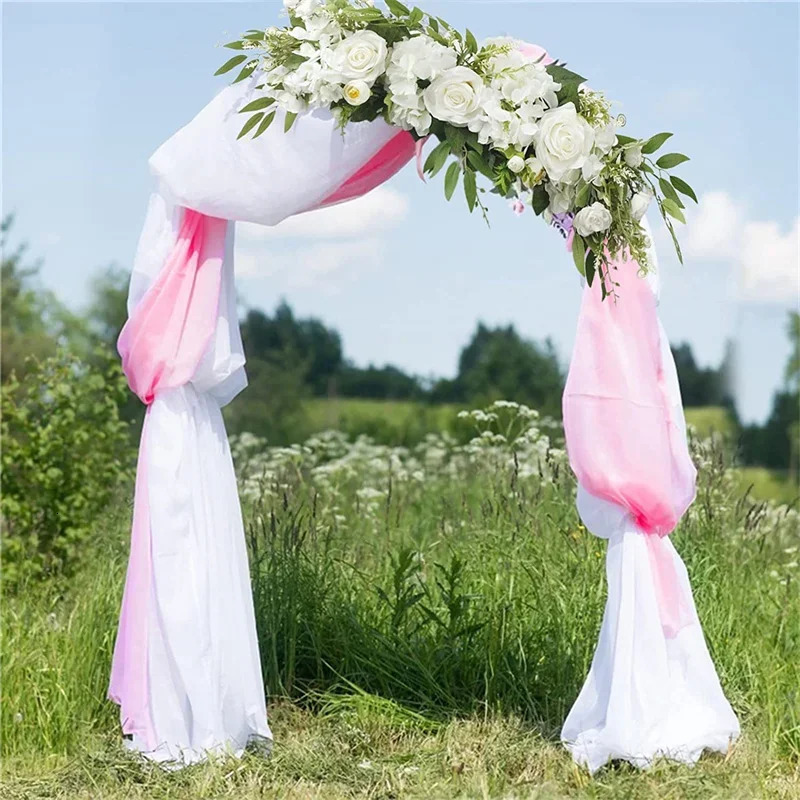Wedding Arch Flowers Pink Rose Decorative Floral Swags Greenery Arbor Arrangement or Sheer Drapes Chair Ceremony 240529