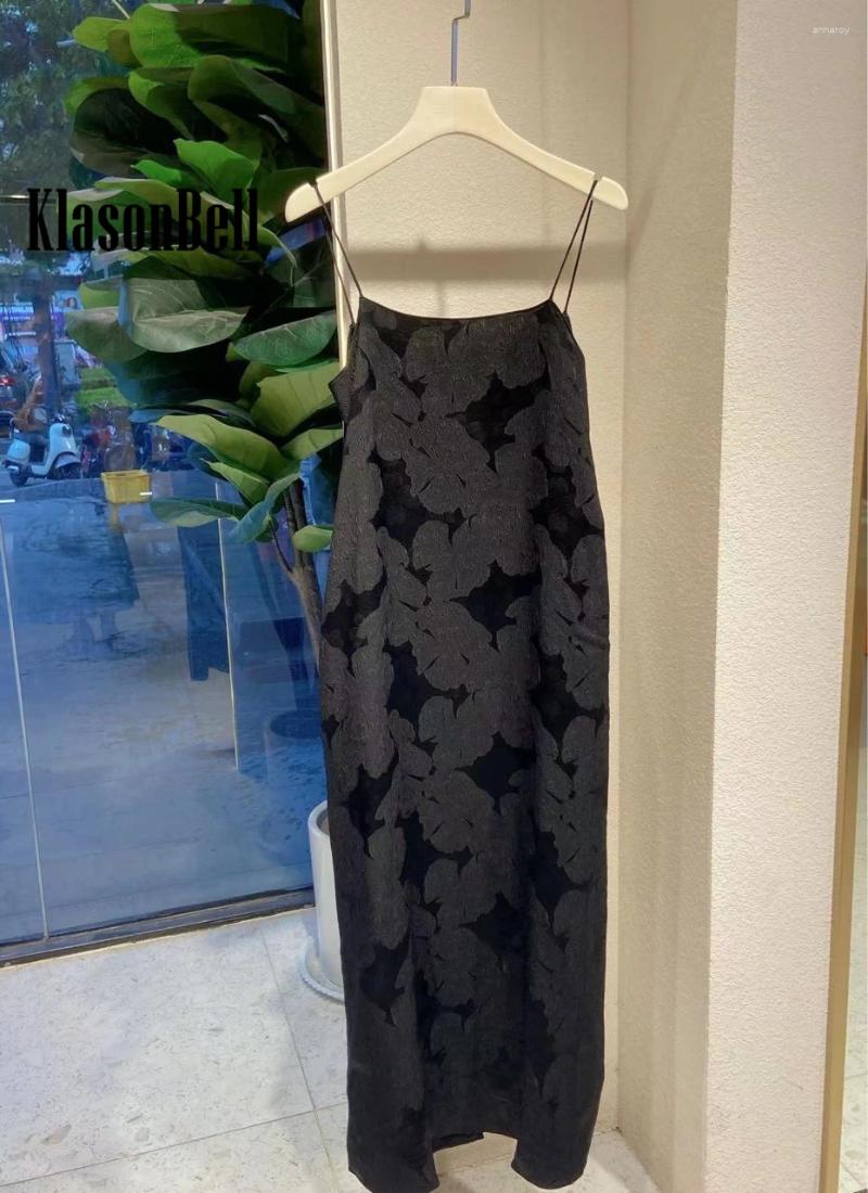 Casual Dresses 5.13 KlasonBell Silk Jacquard Spaghetti Strap Dress Fit Women Simple Comfortable Breathable Versatile Back Split