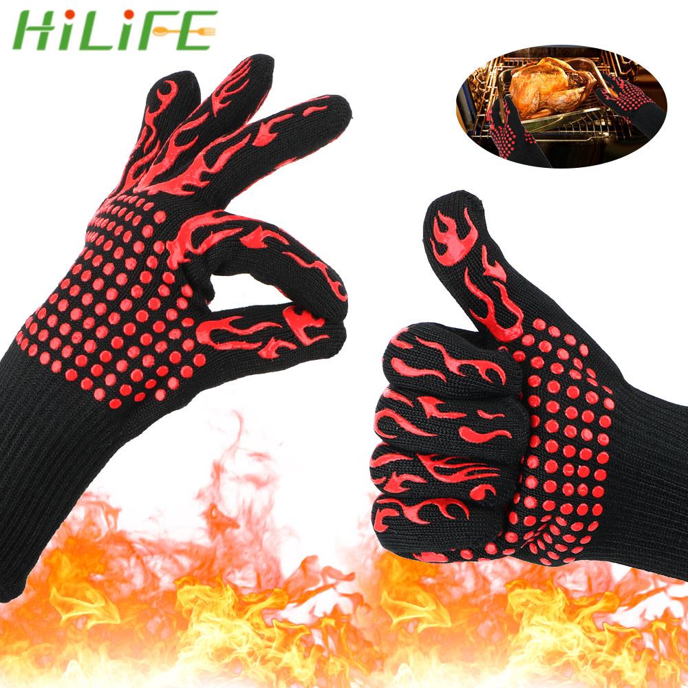 Fireproof Mitts Flame Retardant 300-500 Centigrade Microwave Oven Extreme Heat Resistant Non-slip BBQ Fire Gloves