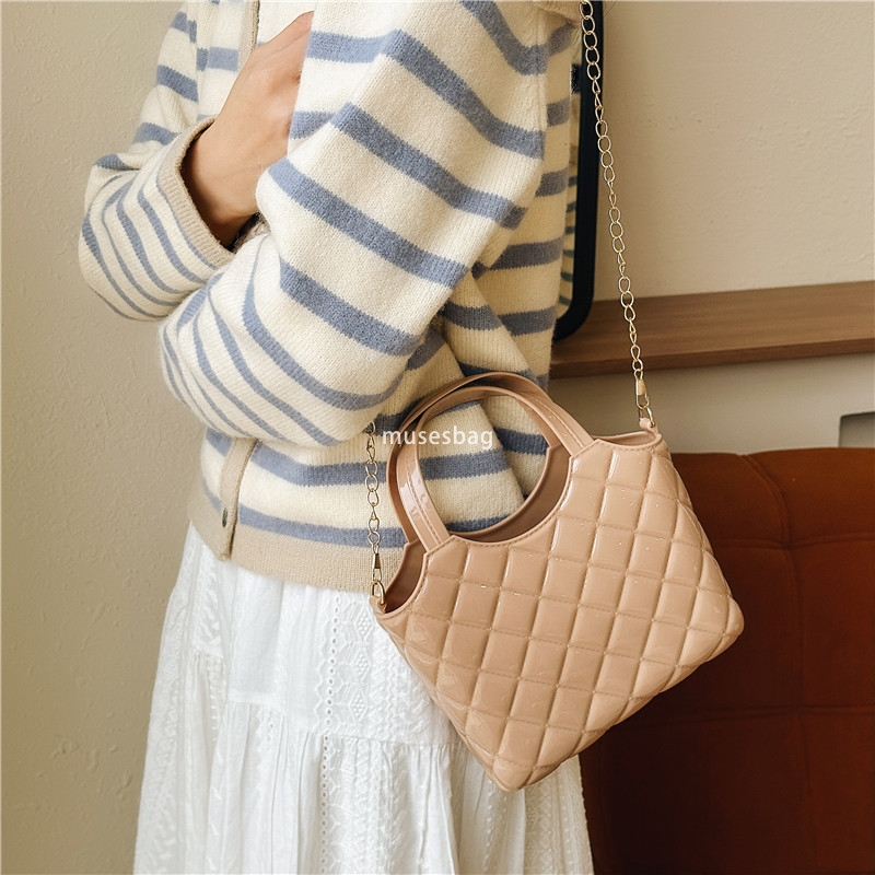 High quality jelly bag for women's summer portable mini bag makeup bag hand held diamond grid beach bag diagonal cross women's bag