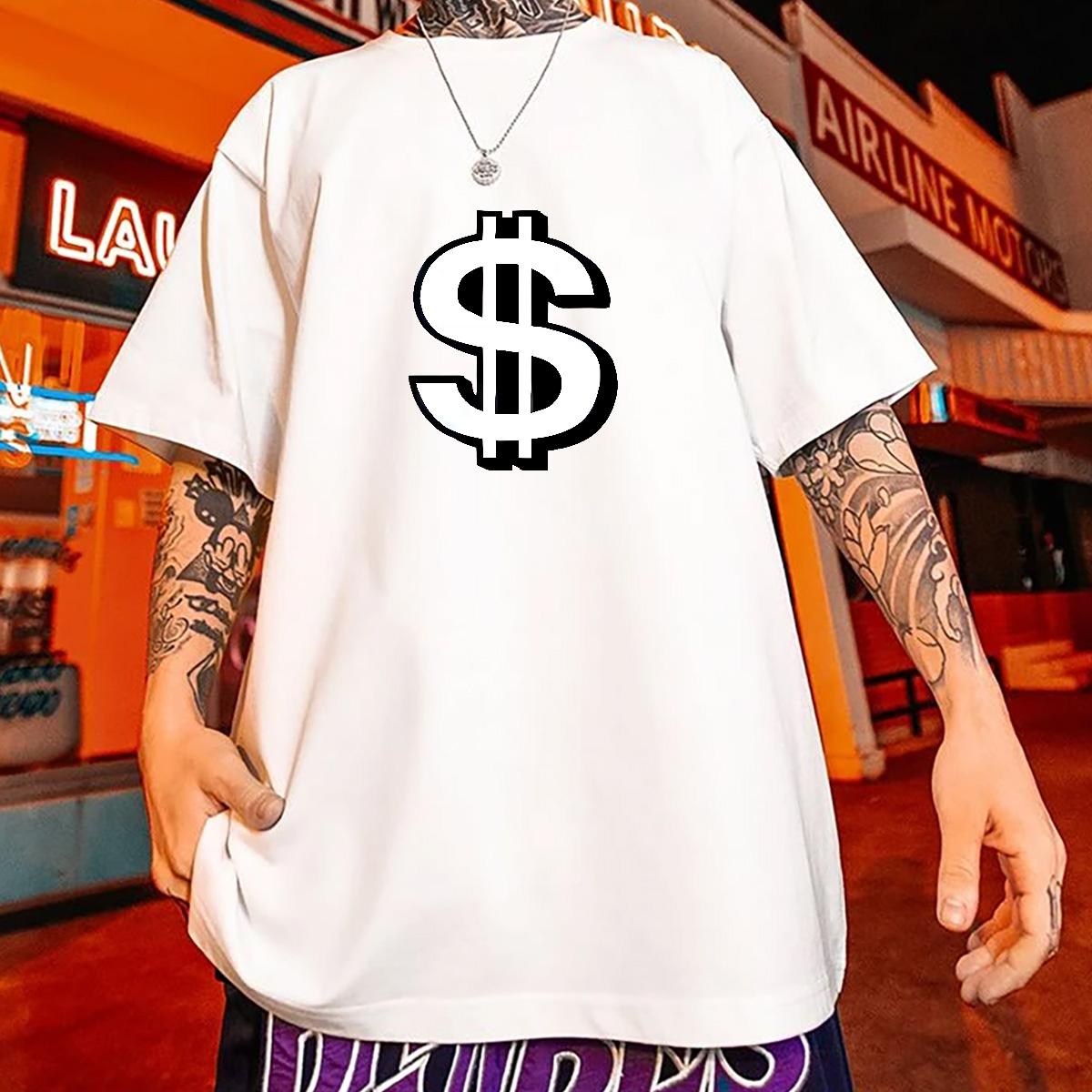 Fashion Design Mens T Shirts USD Dollar Printed DIY Printed Street Wear Mens Tshirts Breathable Short Sleeve Popular Tee Shirt