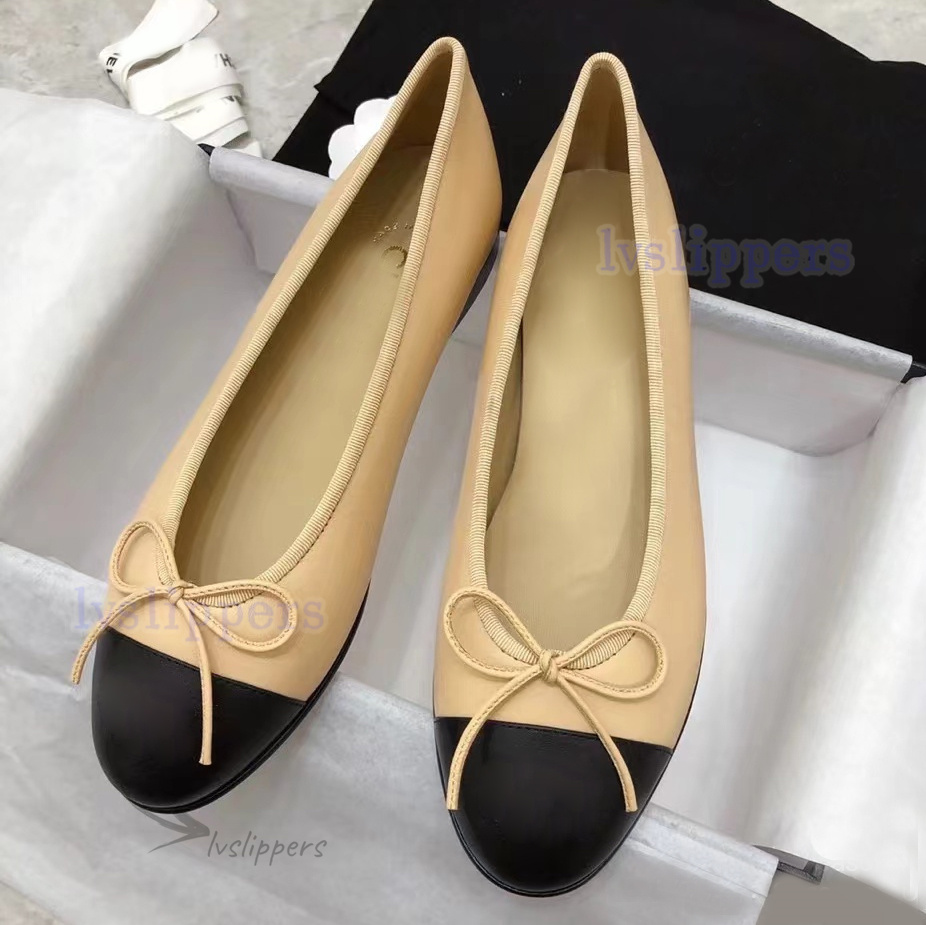 Designer Women ballet shoes paris luxury flat shoes genuine leather dress Shoes flip flop trainer round head fabric slippers ballet performer indoor shoes