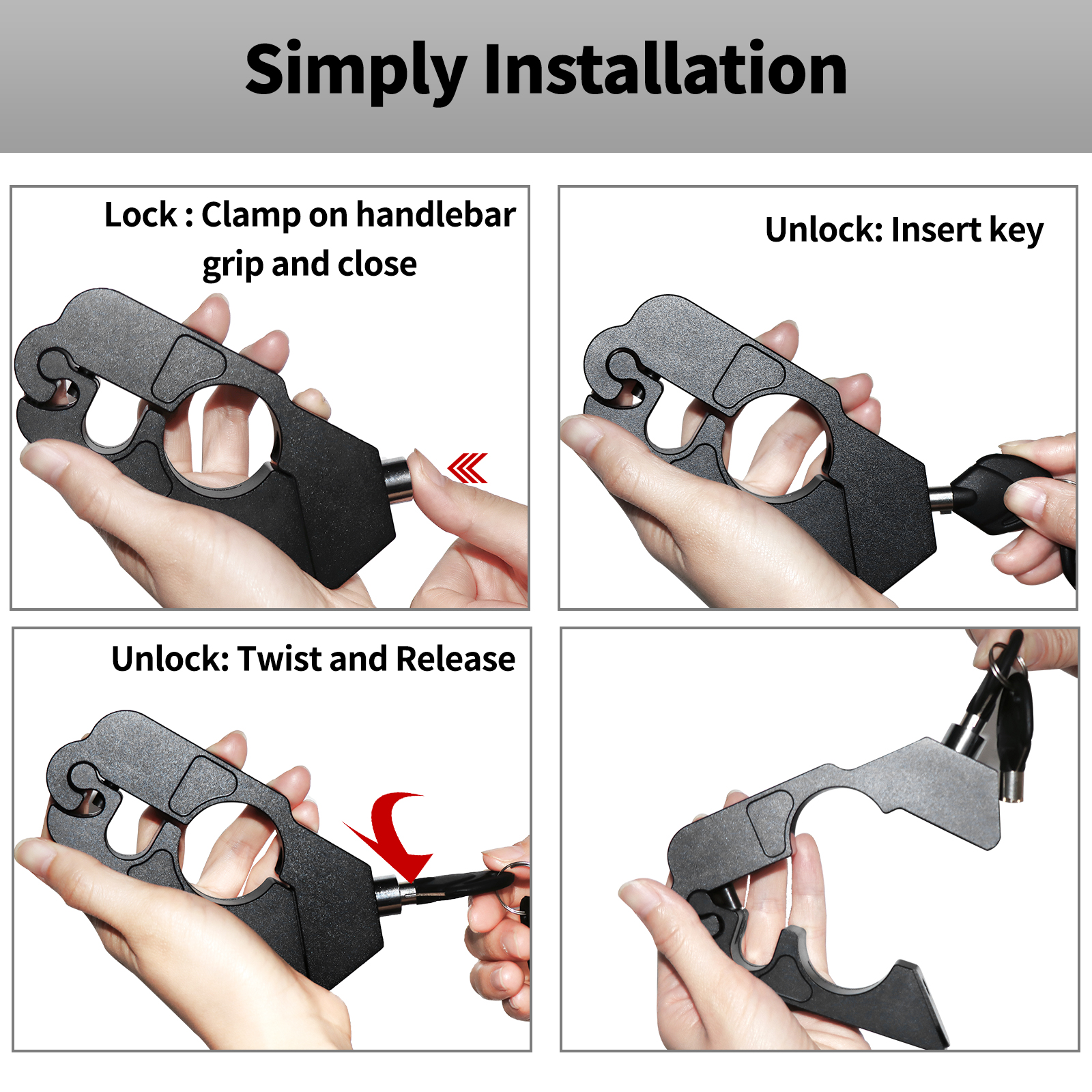 CNC Motorcycle Lock Universal Ddmysmile Handlebar Brake Handle Solid Lock Imitating Steal Lock Pull Rod ATV Dirt Street Bikes Anti ddmysmile Theft Smi