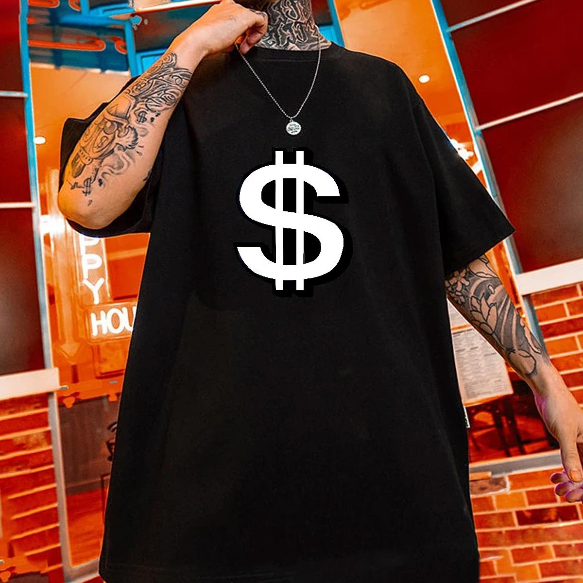 Fashion Design Mens T Shirts USD Dollar Printed DIY Printed Street Wear Mens Tshirts Breathable Short Sleeve Popular Tee Shirt