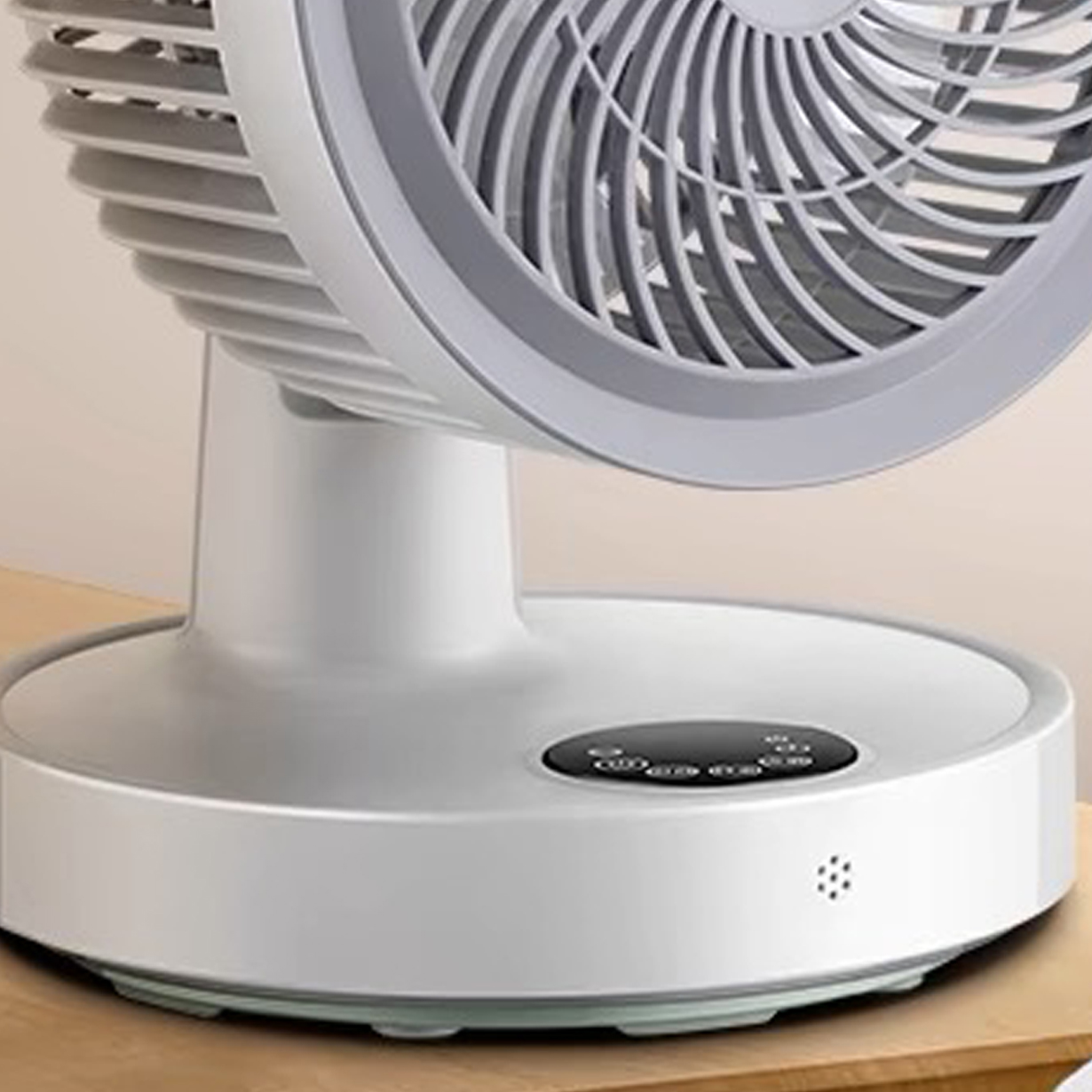 Air circulation fan, household electric fan, large wind power desktop light sound fan, small shaking head fan white