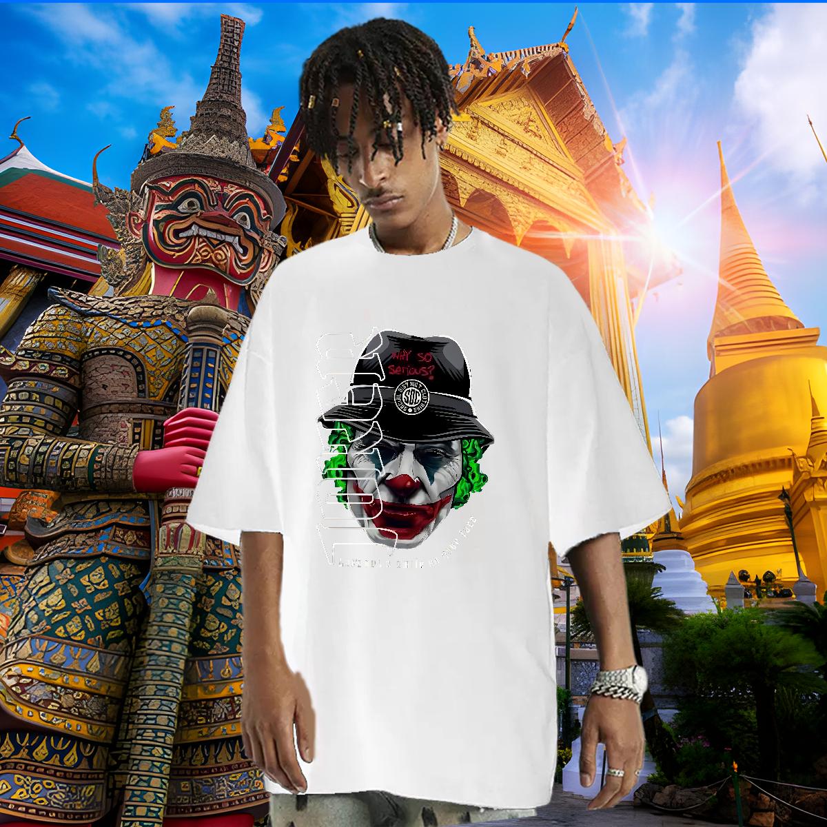 Comfortable Mens T Shirts Clown Printed Round Neck Short Sleeve Street Casual Men Tshirts Oversized Fashion Casual Tops Shirt