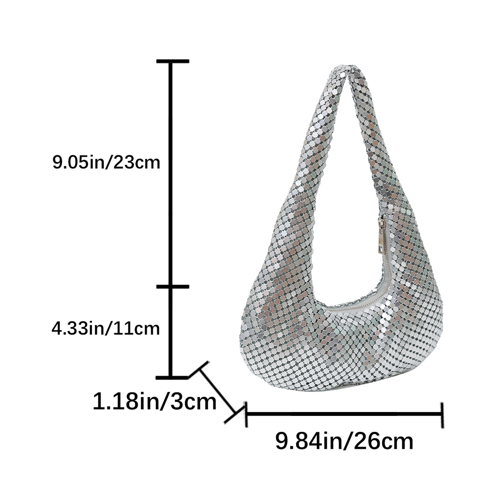 Handle Shining Evening Clutch Bag Luxury Designer Purses and Handbag Silver Shoulder Hobo Bags For Women Wedding Party Totes