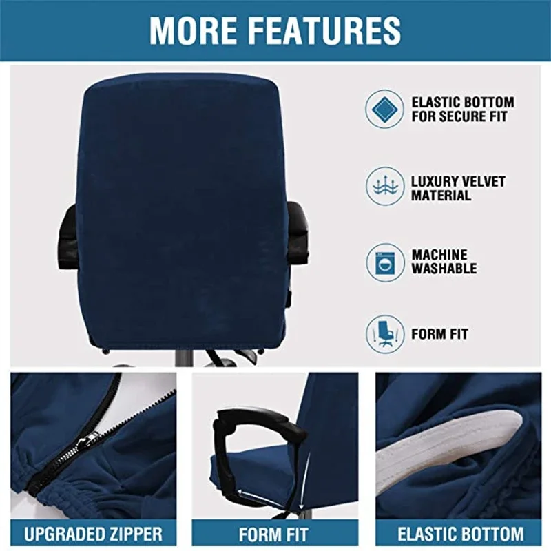 Office Computer Chair Covers Armchair Protector Black Blue High Quality Housse De Chaise Includ Armrest Velet Gamer Chair Covers