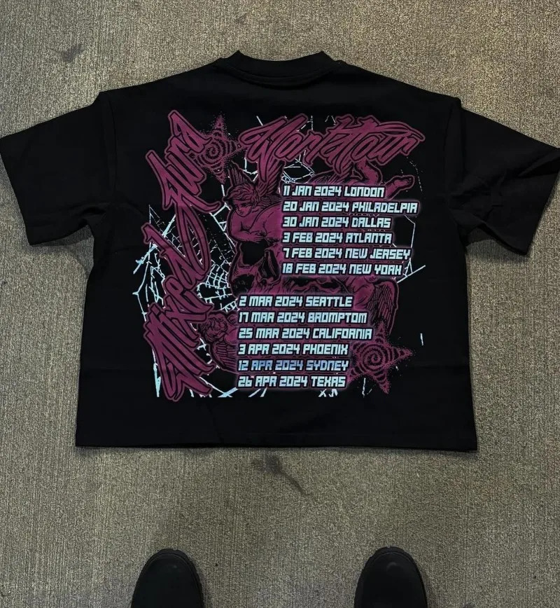 American Fashion Goth Big Head Cartoon Print Oversized T-Shirt Mens Y2K Street Hip-Hop Harajuku Loose Casual Couple Clothes 240529