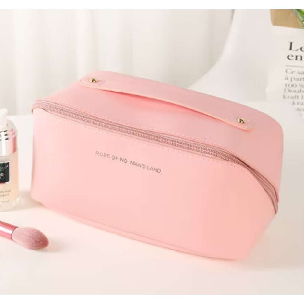 2024 Cosmetic storage bag Free shipping New Design PU Leather Portable Women Makeup Minimalist style Fashion Good texture Great for gifts Triple Pink 
