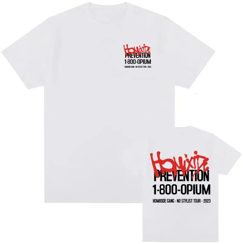 Homixide Gang 1-800-OPIUM T-shirt Destroy Lonely No Stylist Tour Graphic T-shirts Mens Hip Hop Retro Oversized T Shirt Y2K 240529