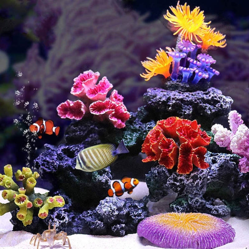 Artificial Coral Plant Polyresin Coral Ornaments Aquarium Decor for Fish for Tank Landscape Decoration 2.7"x2.4"x1.