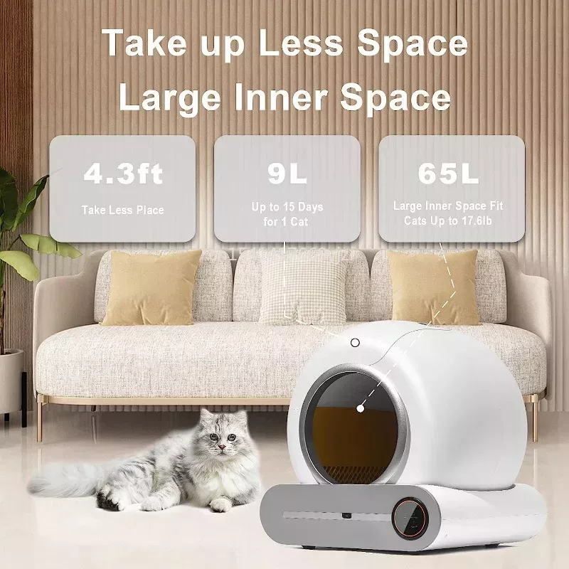 Automatic Cat Litter Box Self Cleaning 65 Large Fully Enclosed Cat Toilet with App Pet Product Caixa Areia Gato Fechada Toilette