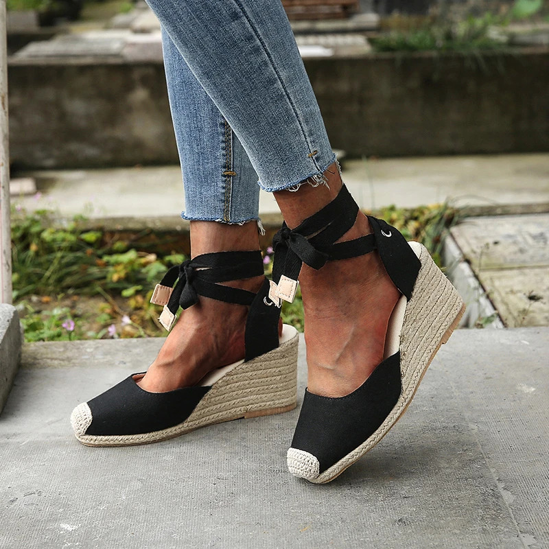Womens Sandals Comfortable Shoes Summer Wedge Lace High Heel Fashion 240528
