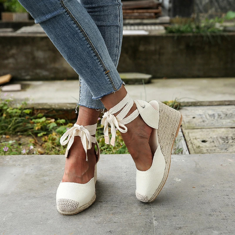 Womens Sandals Comfortable Shoes Summer Wedge Lace High Heel Fashion 240528