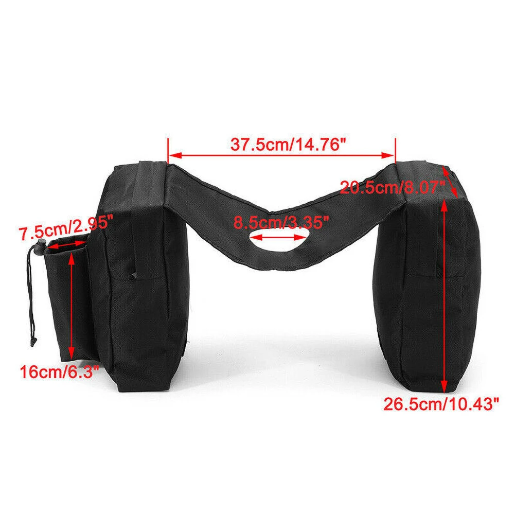 ATV UTV High Capacity Motorcycle Touring Saddle Bag Black Canvas Waterproof Panniers Motorbike Lage