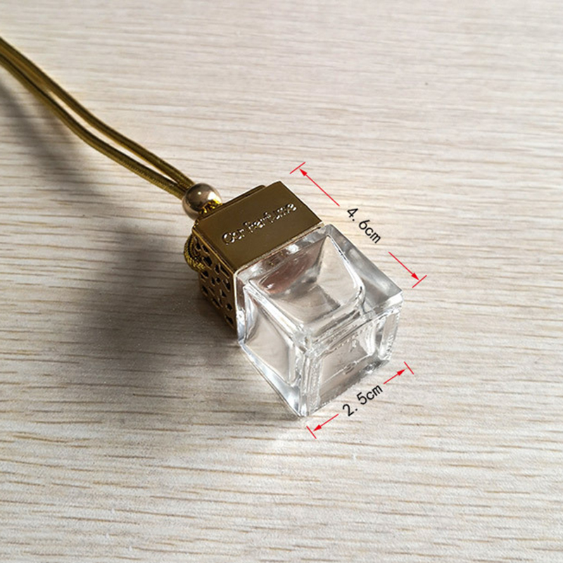 Car Perfume Hanging Square Glass 8ML Empty Diffuser Bottle - Pendant Style for Auto Fragrance Lightweight Design S25716