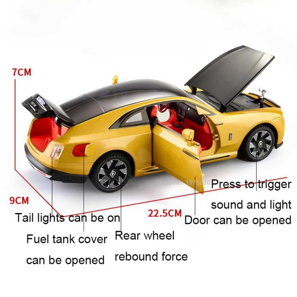 Free shipping Cars 1/24 Alloy Diecast Car Model Rolls Royce Spectre Toy Silation Limousine Pull Back Sound Light Advanced Decorative Toys for Boy