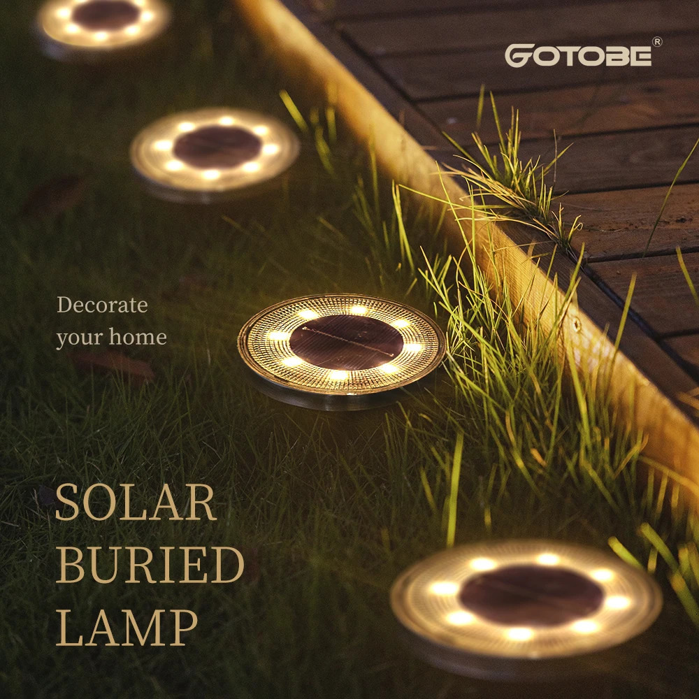 IP68 Waterproof LED Outdoor Solar Power Ground Light Lighting Control Path Deck Lights Yard Driveway Lawn Garden Decoration Lamp 240518