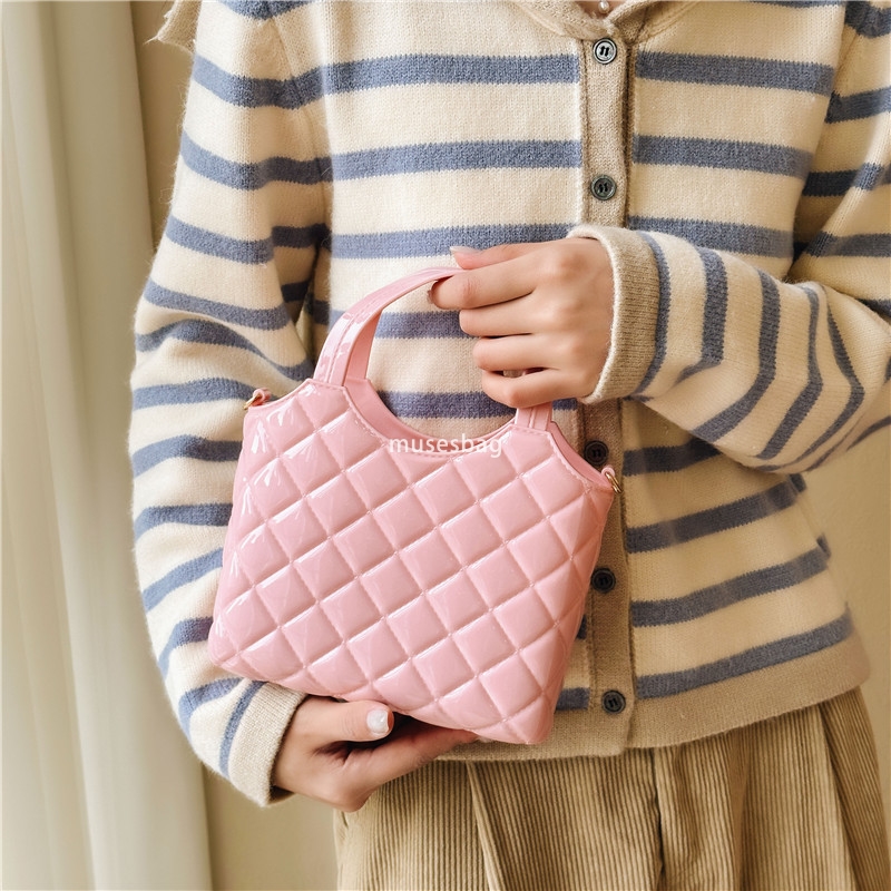 High quality jelly bag for women's summer portable mini bag makeup bag hand held diamond grid beach bag diagonal cross women's bag