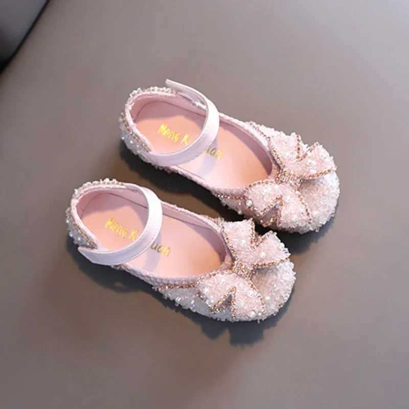 Sandals Sandals Childrens Leather Shoes Shallow Princess Shoes for Girls Fashion Pearl Elegant Kid Mary Jane Shoes for Party Wedding Flat Shoes WX5.28