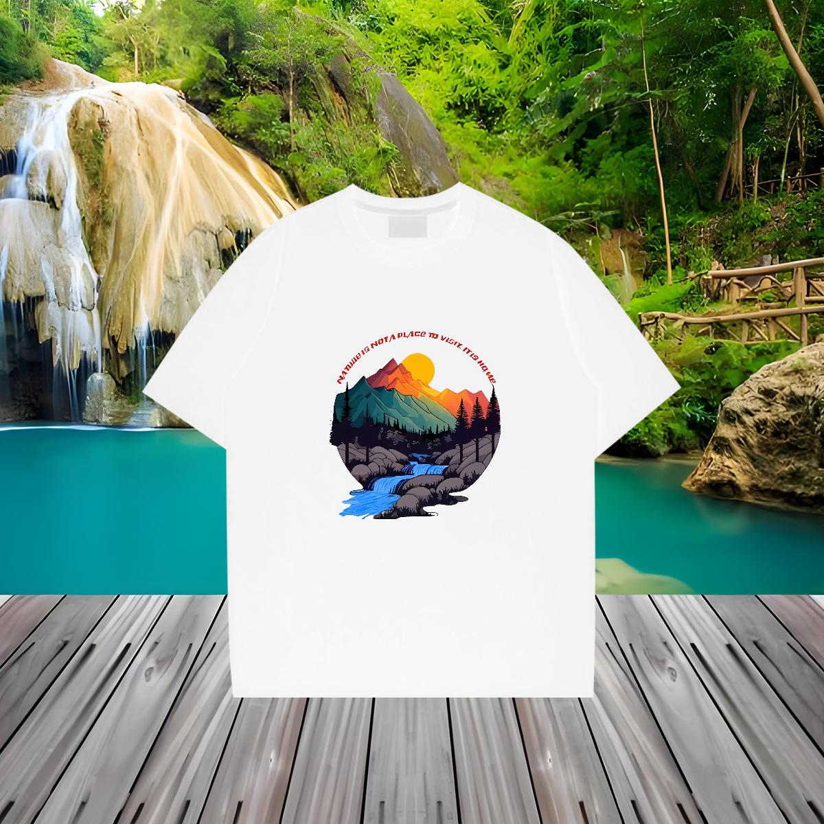 Popular Mens T Shirts Mountain Scenery Printing Cotton Breathable Hip Hop Street Mens Tshirts Oversized S-3XL DIY Customized Clothes