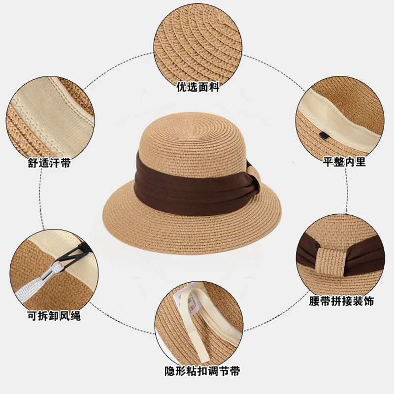 Arrival Sun Beach Hat Female Summer Sun Cap Foldable Travel Straw Hat Students Travel Folding Hat Girls Travel Hat B-7842 240528