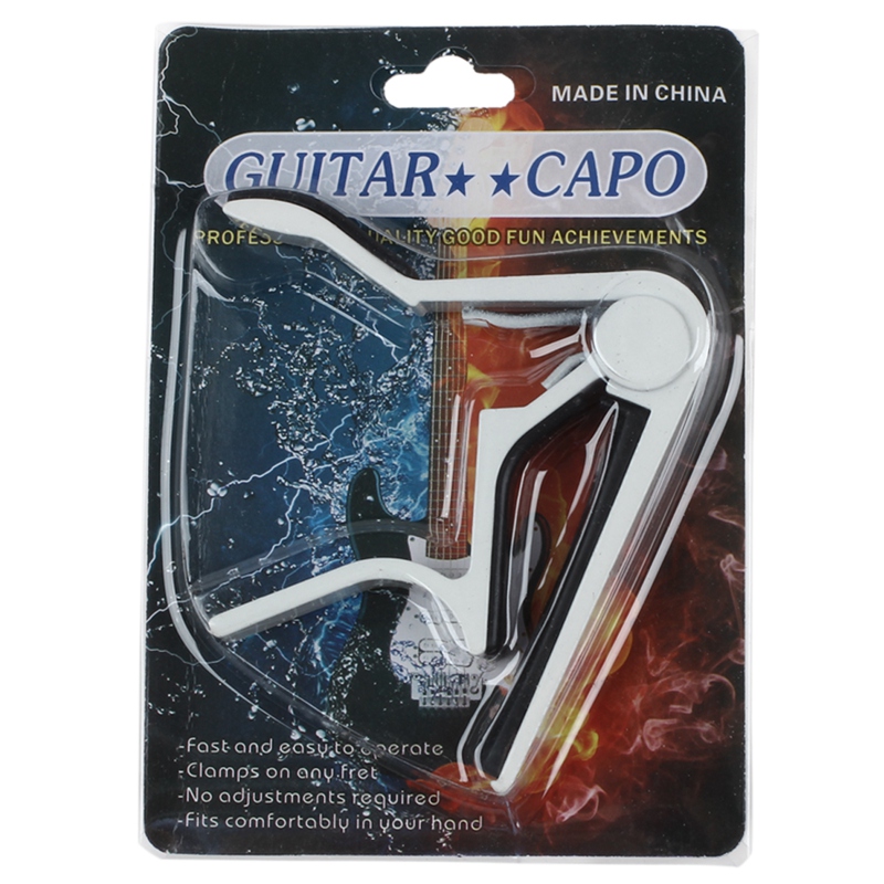 White-Handed Guitar Capo Clip Trigger With Quick Change With Vintage Guitar Tuning Pegs Gold Plated Machine Heads