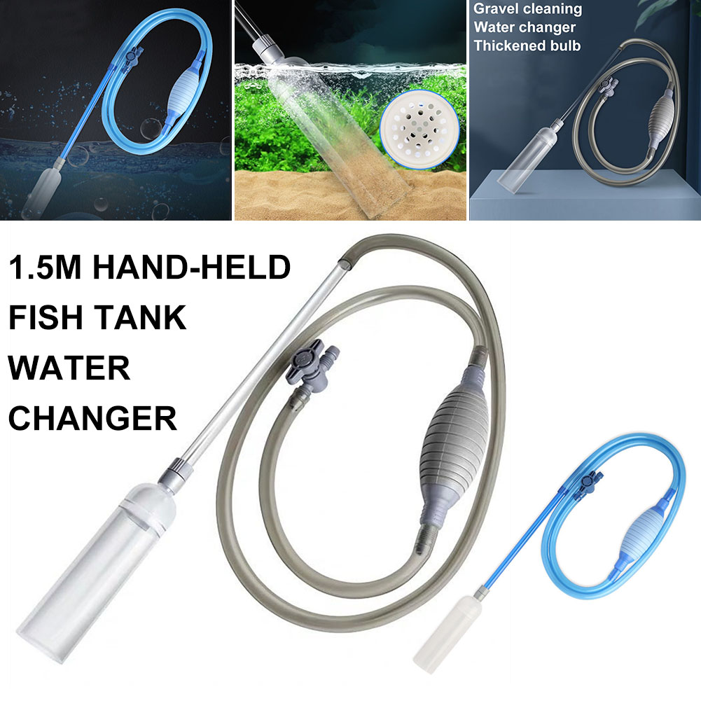 Fish Tank Water Changer Air Pump Cleaning Tool 1.5m Handheld Aquarium Gravel Cleaner Vacuum Siphon Pump With Filter Nozzle