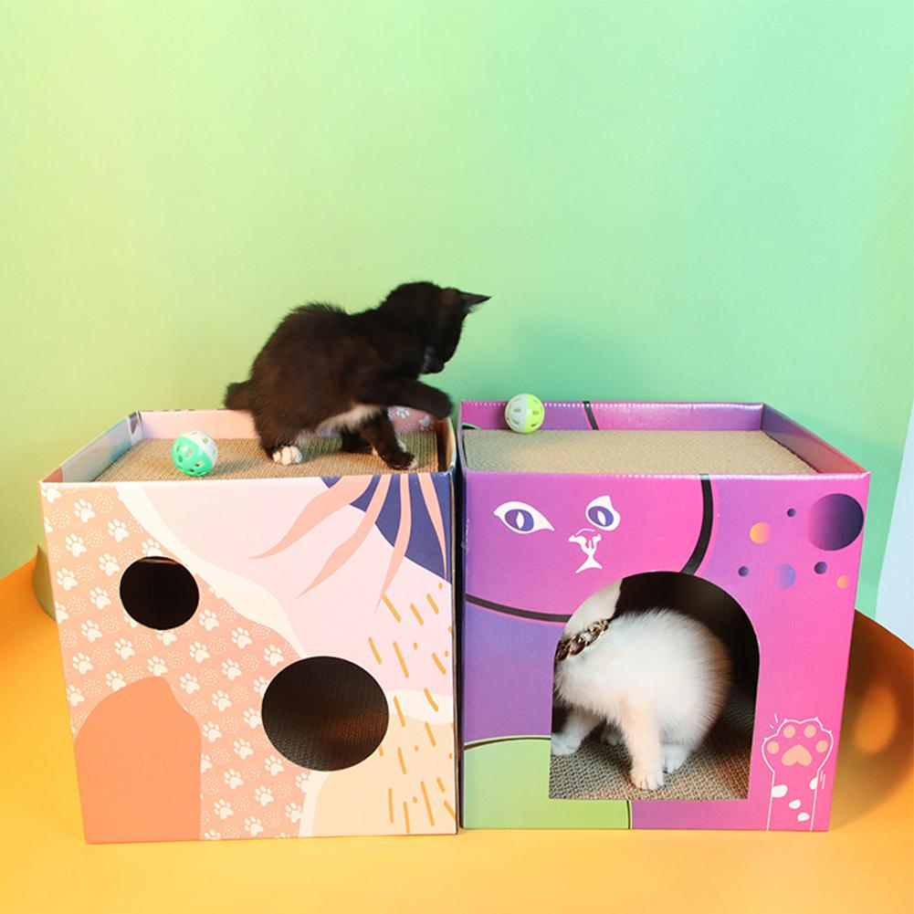 Pet Cat Bed House Cat Scratch Board Scratch-resistant Wear-resistant Multi-functional Double Layer Corrugated Paper Cat Condo