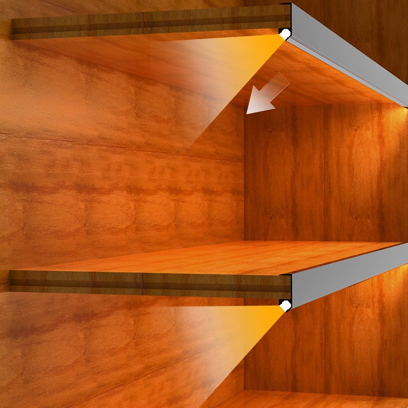 LED Cabinet Lamp Wardrobe 45 Degree Oblique Lighting for 18mm Layer Board Closet led Aluminum Profile Clip Shelf Bar Strip Light