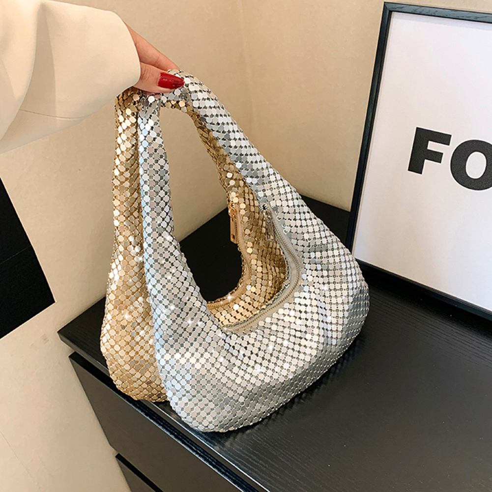 Handle Shining Evening Clutch Bag Luxury Designer Purses and Handbag Silver Shoulder Hobo Bags For Women Wedding Party Totes