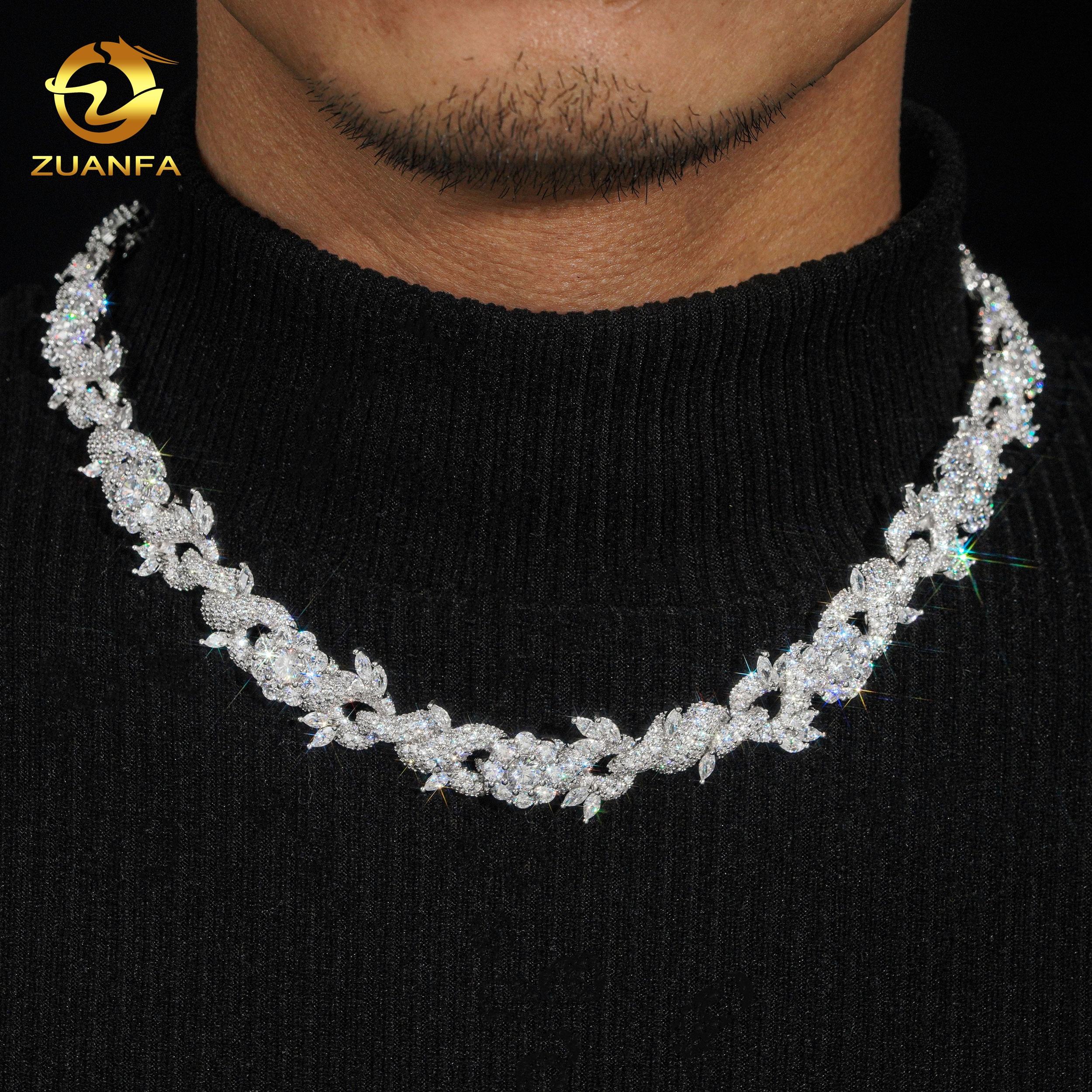 Pass Diamond Tester High Quality Cuban Link Chain 925 Sterling Silver 15mm Hip Hop Jewelry Iced Out VVS Moissanite Miami Mosaic