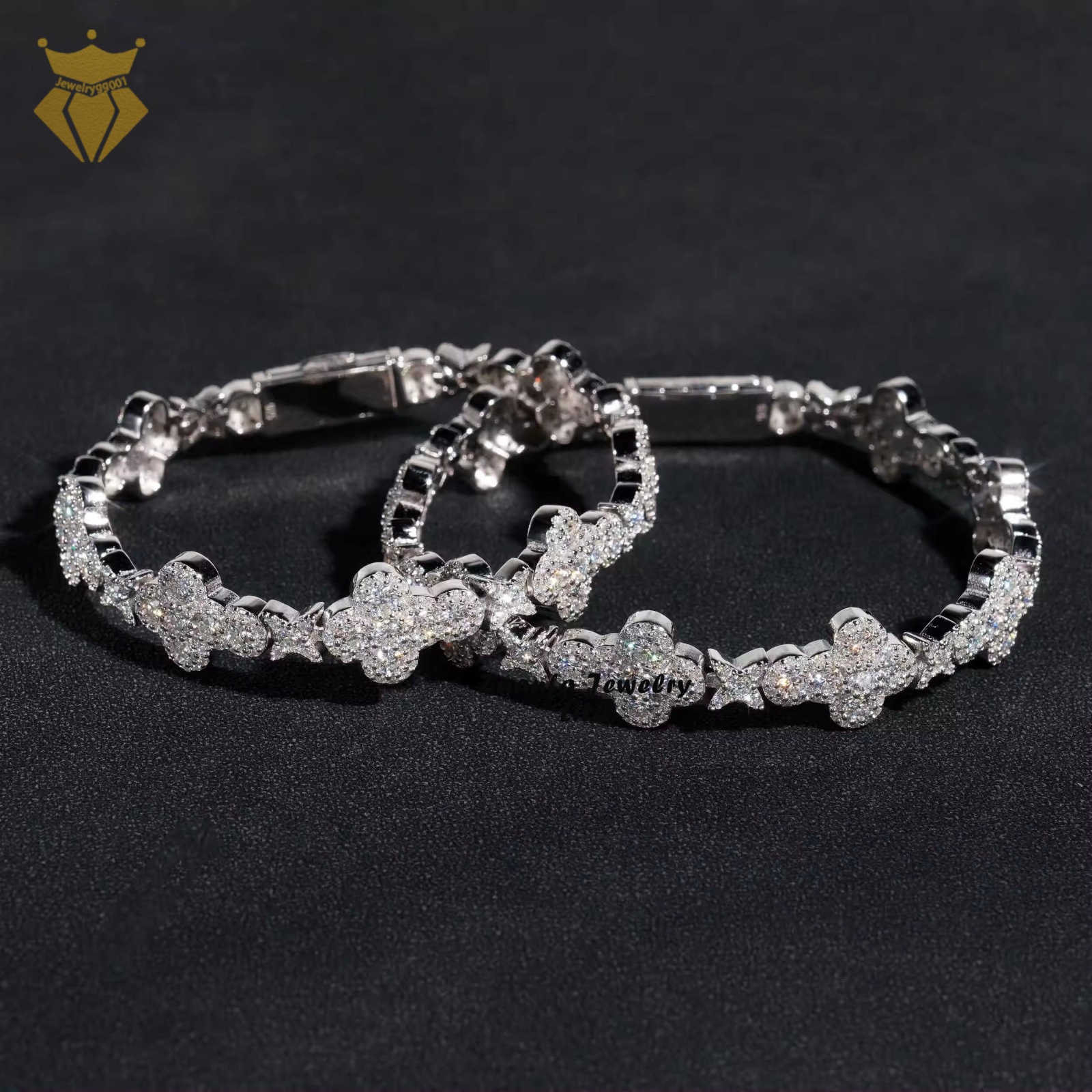 moissanite chain necklace Tennis Necklace Moissanite Diamond Sterling Sier 10mm Cross Star Men and women Cuban Link Chain