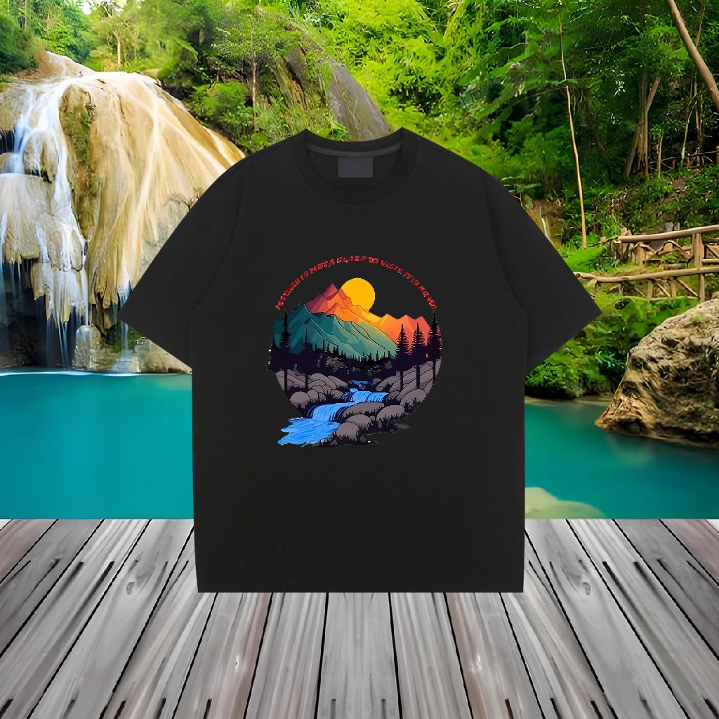 Popular Mens T Shirts Mountain Scenery Printing Cotton Breathable Hip Hop Street Mens Tshirts Oversized S-3XL DIY Customized Clothes