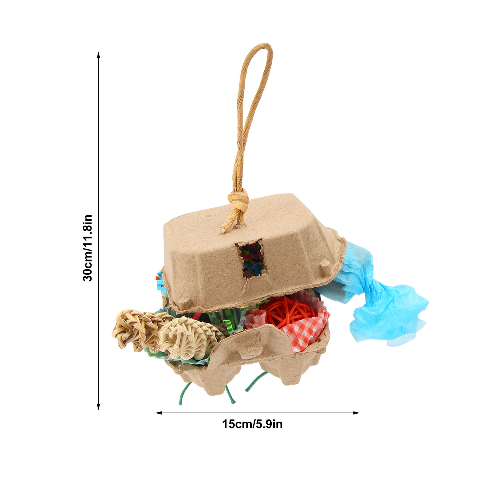 Bird Foraging Box Toys Fun Colorful Shredding Paper Sola Wood Rattan Ball Grass Rope Parrot Foraging Toys
