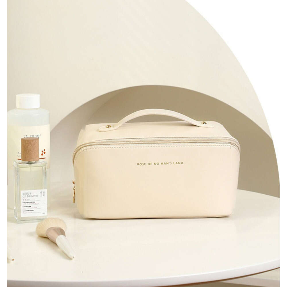 2024Portable Cosmetic Makeup Bag, PU Leather Travel Storage Organizer for Women - Pink/Beige/Black dh5727163