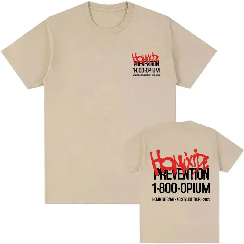 Homixide Gang 1-800-OPIUM T-shirt Destroy Lonely No Stylist Tour Graphic T-shirts Mens Hip Hop Retro Oversized T Shirt Y2K 240529