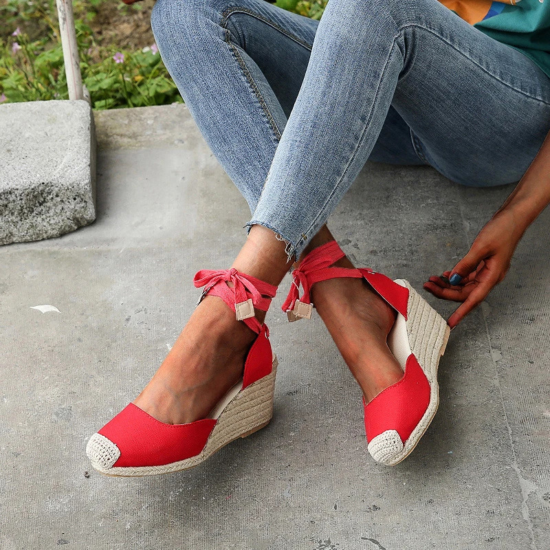 Womens Sandals Comfortable Shoes Summer Wedge Lace High Heel Fashion 240528