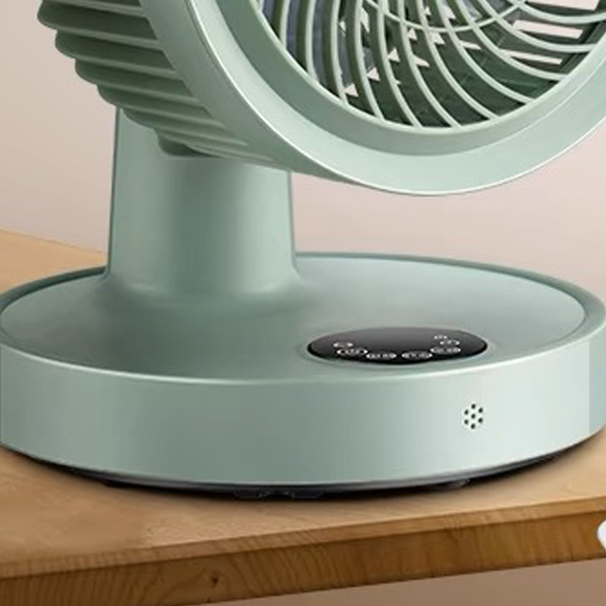 Air circulation fan, household electric fan, large wind power desktop light sound fan, small shaking head fan green