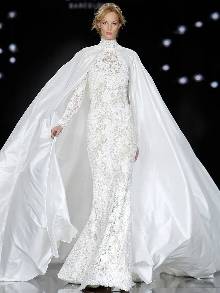Taffeta Wedding Jacket ,Long Cape ,New Elegant Bridal Outfit Coat ,Winter Cloak Chic ZJ188