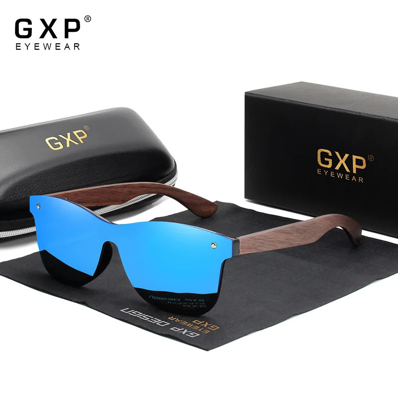 GXP Handmade Walnut Sunglasses For Men Wooden Polarized UV400 Glasses High Quality Anti-reflection Women Outdoor Eyewear 240528