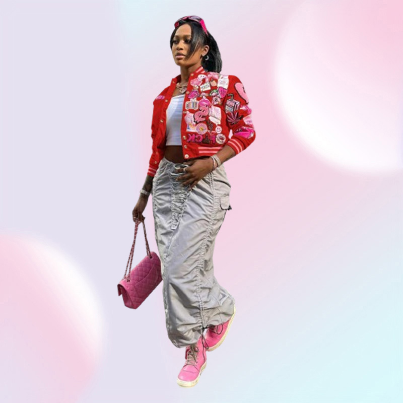 Designer Women Varsity Jacket Spring Autumn Short Style Outerwear Baseball Bomber Jacket Long Sleeve Printed Streetwear Coats