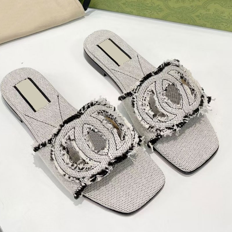 Fashion Womens Denim Flat Casual Slippers Outdoor Leather Summer Beach Sandals Slides Shoes Classic New