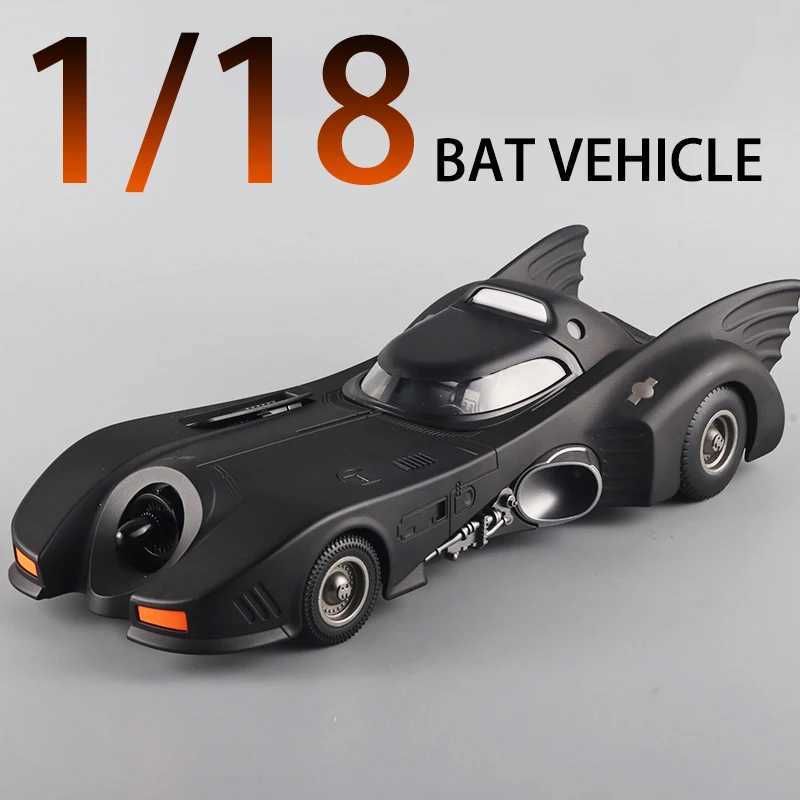 Diecast Model Cars 1/18 Alloy Classic Movie Car Batmobile Bat Sports Car Model Diecast Metal Racing Car Model Sound Light Simulation Kids Toy Gifts