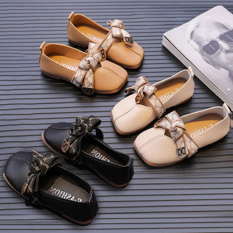 Baby Girl Shoes Bow-knot Girl's Casual Flats Soft Leather Shoes for Kids Children Footwear Toddlers Mary Janes 2023 Brand New