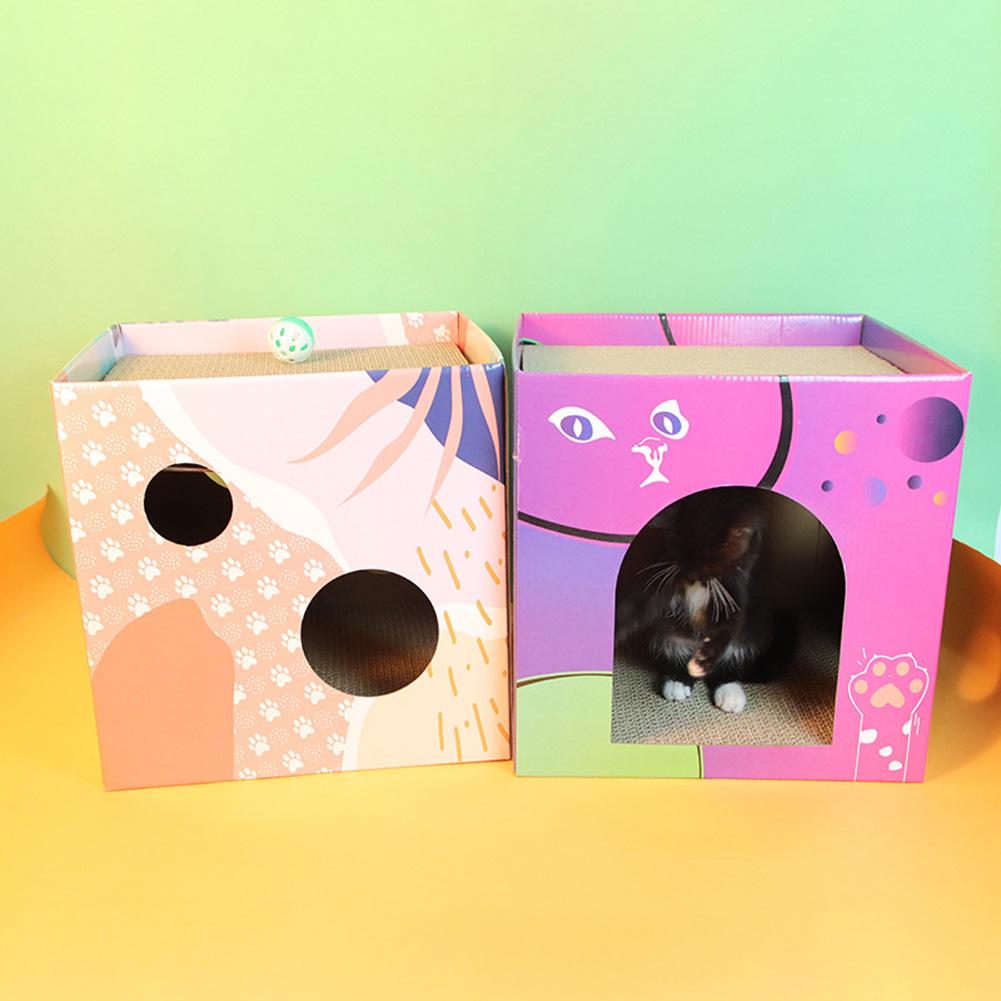 Pet Cat Bed House Cat Scratch Board Scratch-resistant Wear-resistant Multi-functional Double Layer Corrugated Paper Cat Condo