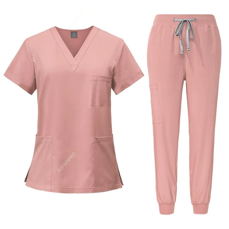 Scrubs Set Uniforms Stretch Scrub Tops With Pocket Pants Nurse Uniform Doctor Surgery Overalls Beauty Salon Workwear 240513