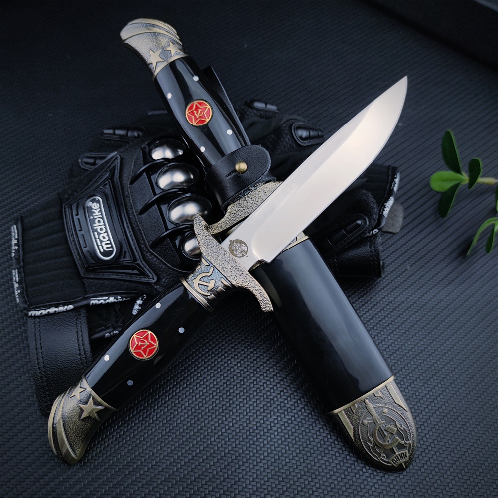 Russian Ussr Finka NKVD Protable Fixed Knife 7CR13Mov Blade Resin Handle Outdoor Survival Hunting Knives Tactical Sharp Tools